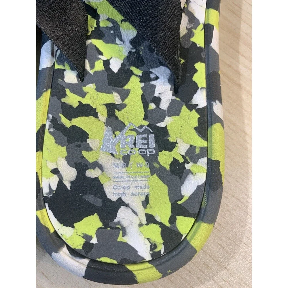REI Co-op Recycled Mens 8/Womens 9 Wide Strap Neon Pride Flip Flops Sandals